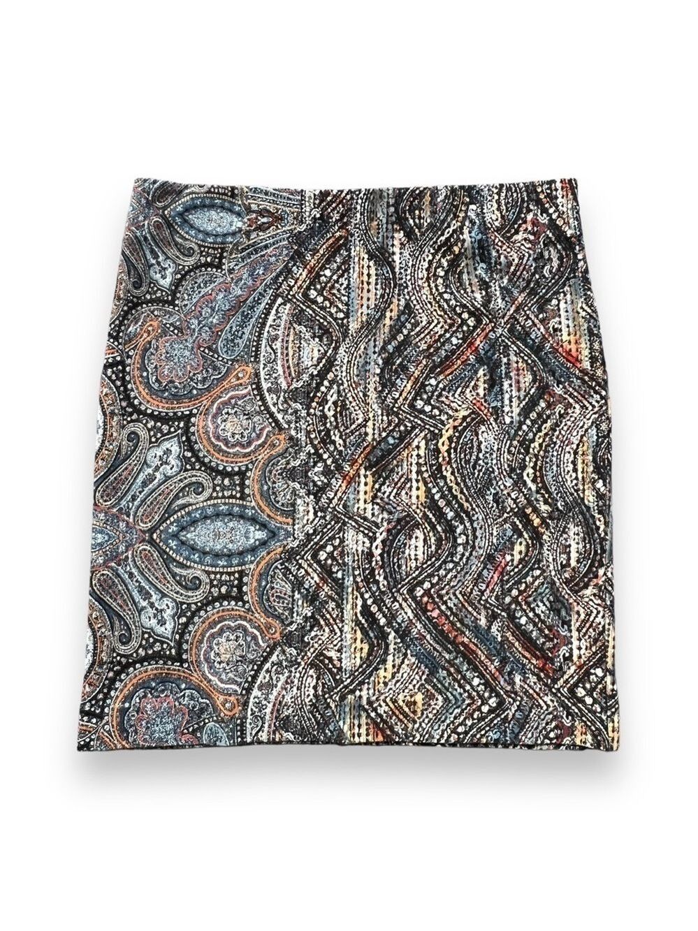 J. Jill Mod Paisley Jacobean Print Ponte Pencil Skirt Size Medium